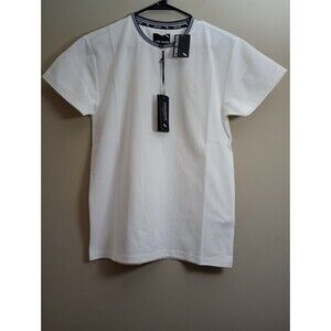 NWT Stone Falcon Crisp White Tee Shirt Navy Blue Border Size Small